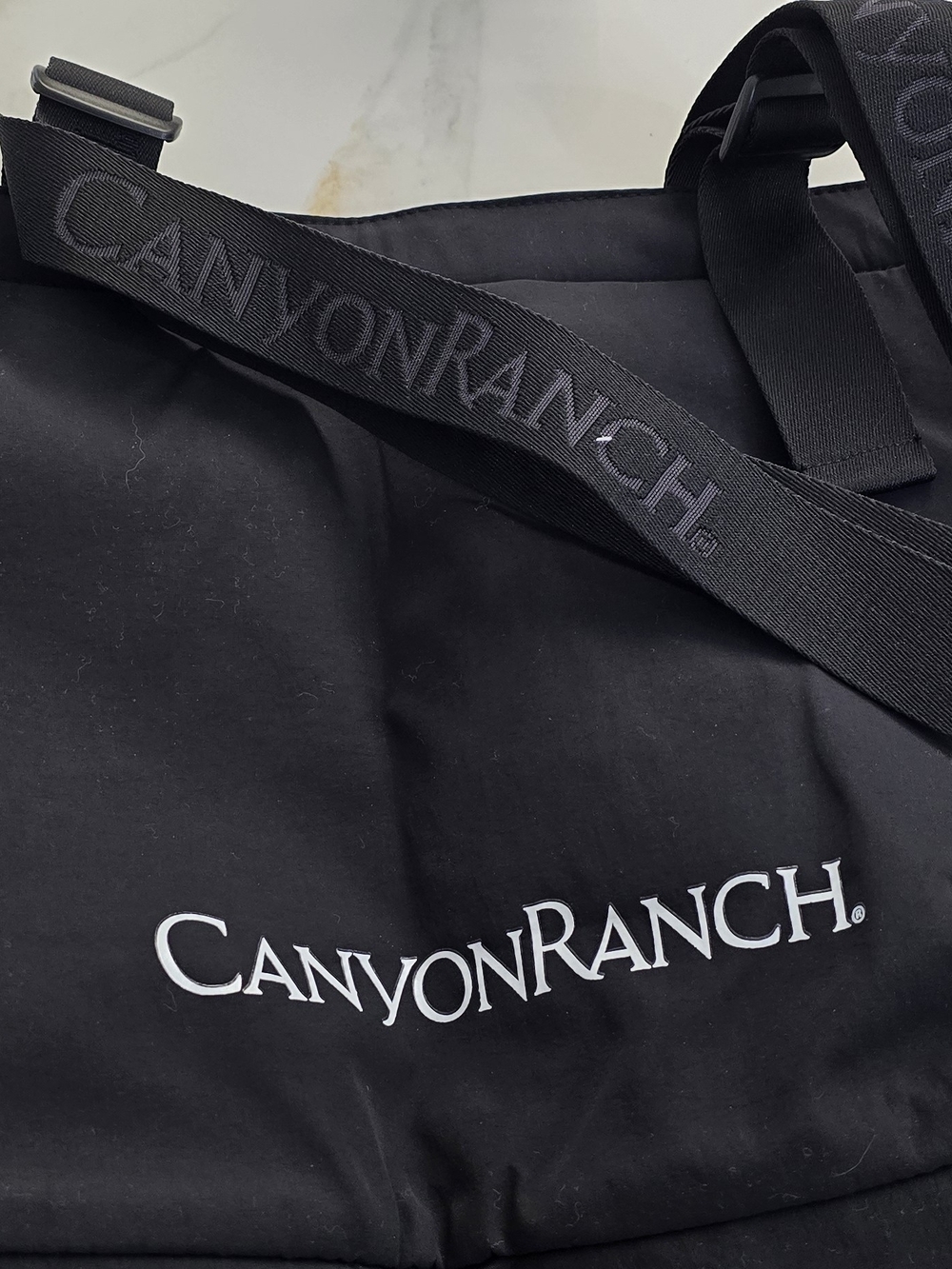 Black Men’s Travel Duffel with Logo Strap